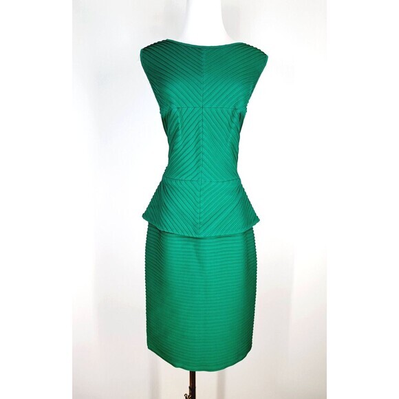 TADASHI SHOJI Green Pelhem Bodycon Stretch Lined Sheath Dress Size Medium‎ - Picture 1 of 10
